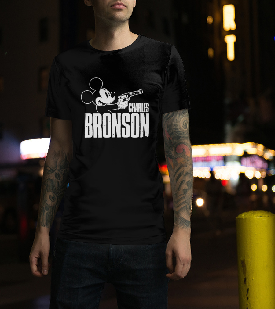 Charles Bronson Mickey Mouse Holding Gun T-Shirt
