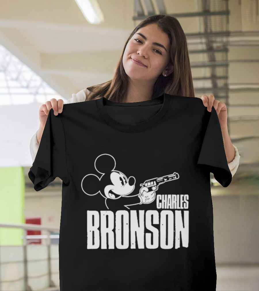 Charles Bronson Mickey Mouse Holding Gun T-Shirt