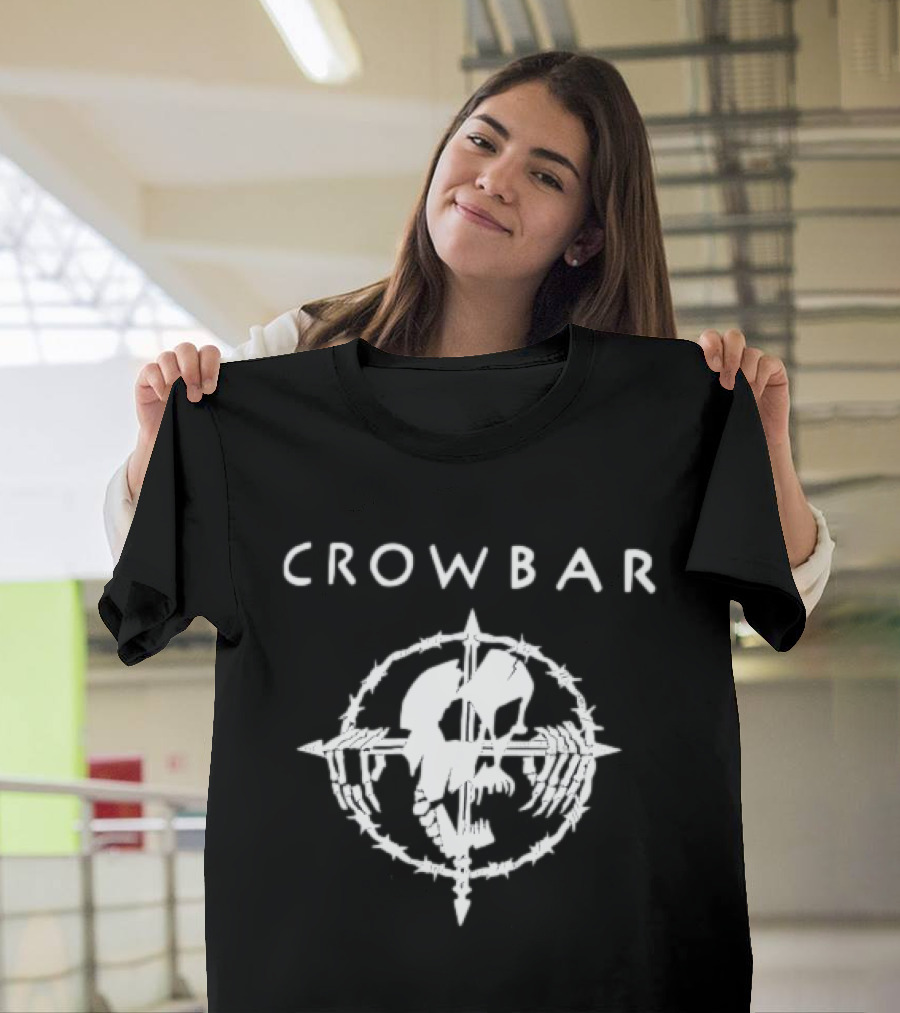 Crowbar Barbed Wire Skull Cross T-Shirt