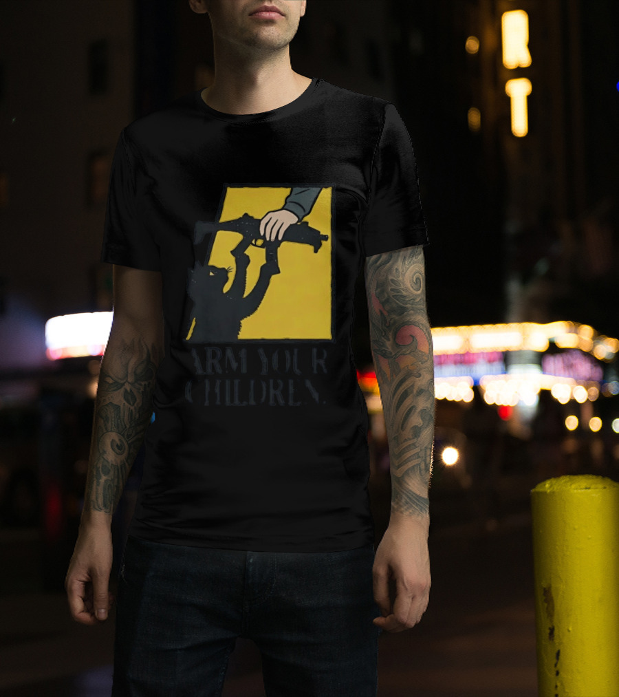 Arm Your Children Black Cat Gun T-Shirt