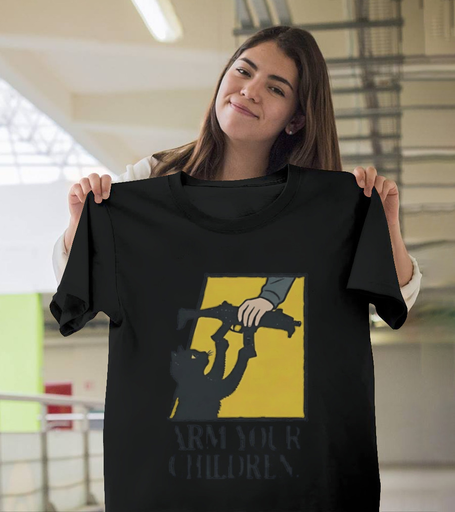 Arm Your Children Black Cat Gun T-Shirt