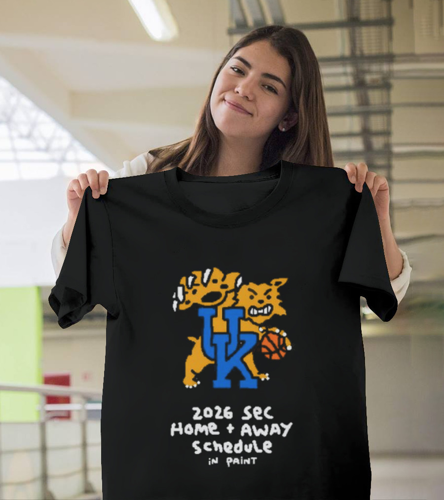 University Of Kentucky 2026 SEC Home Away Schedule Wildcat Paint T-Shirt
