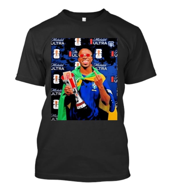 Vinicius Jr FIFA Trophy Celebration Brazil Flag Michelob Ultra T-Shirt