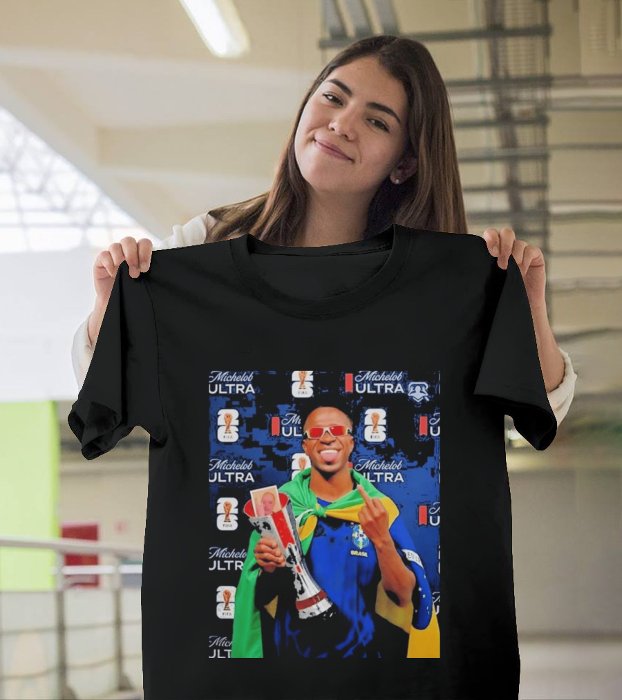 Vinicius Jr FIFA Trophy Celebration Brazil Flag Michelob Ultra T-Shirt