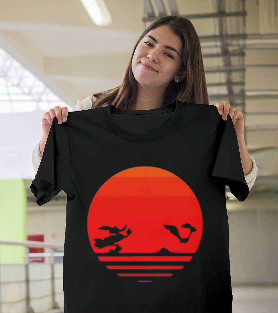 Wile E Coyote And Road Runner Sunset Chase T-Shirt