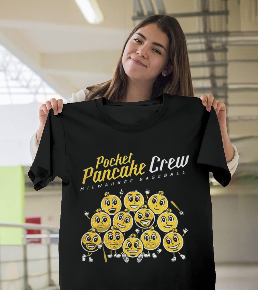 Pocket Pancake Crew Milwaukee Baseball Emoji Characters T-Shirt