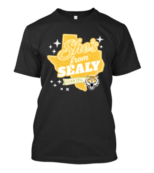 She's From Sealy Texas I Can Tell With Tiger Emblem And Stars T-Shirt
