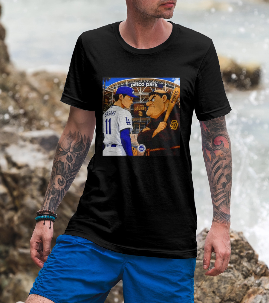 Petco Park Los Angeles Dodgers Sasaki San Diego Padres Anime Style Showdown T-Shirt