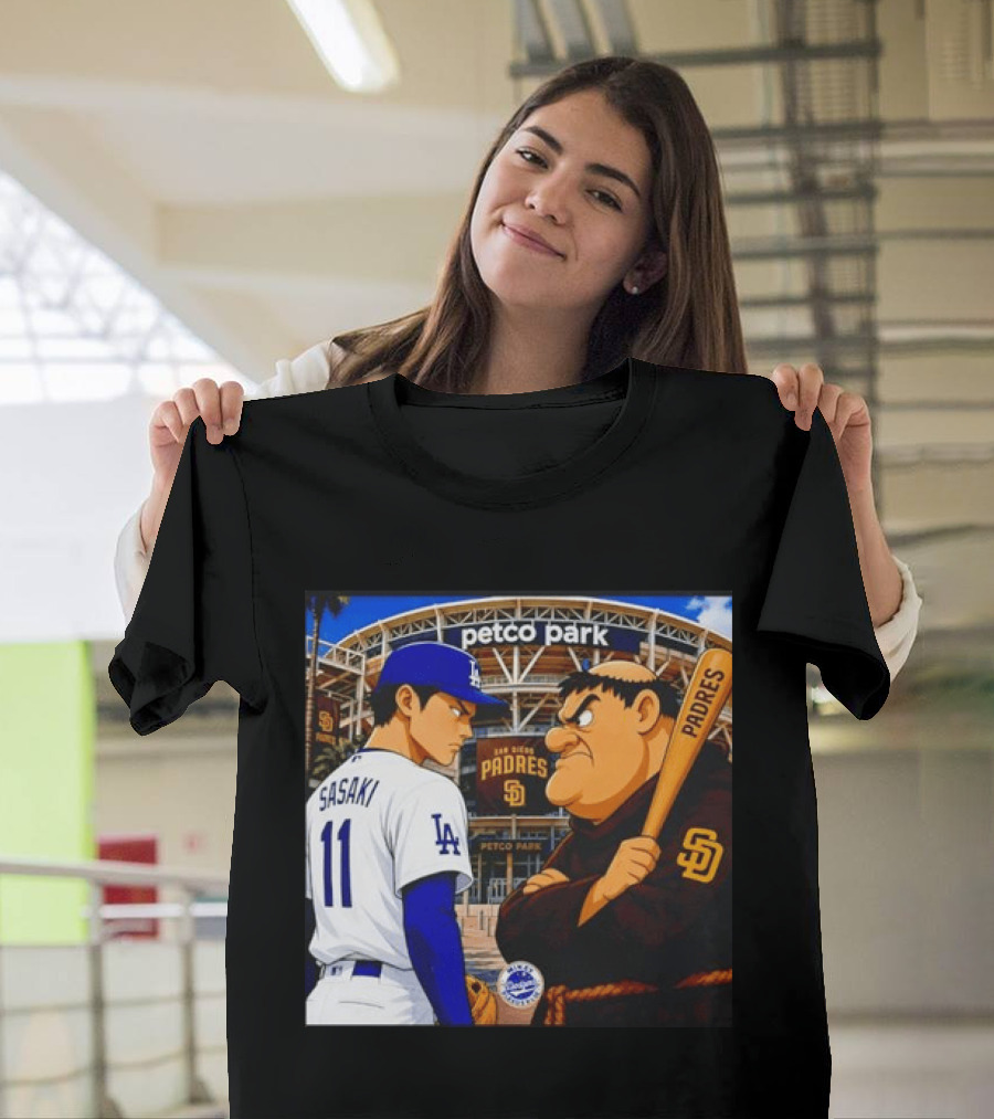 Petco Park Los Angeles Dodgers Sasaki San Diego Padres Anime Style Showdown T-Shirt