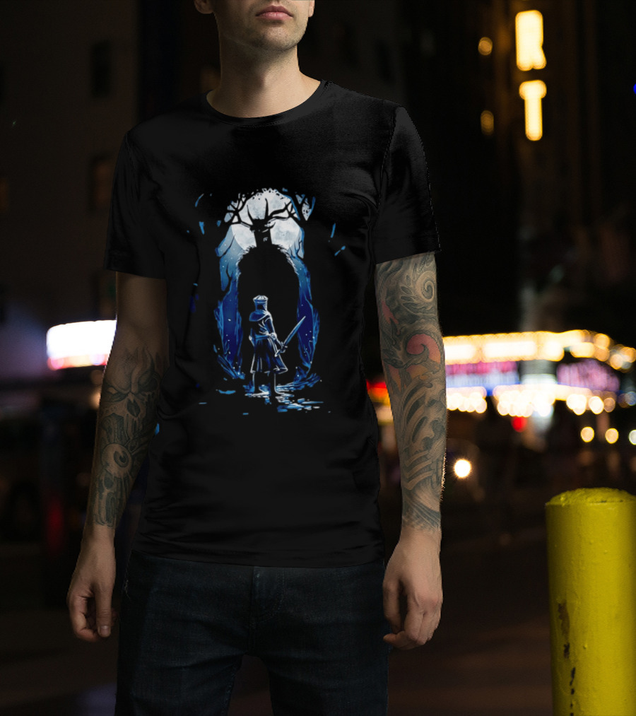 Black Knight Versus Leshen Encounter Fantasy Witcher Gaming Folklore T-Shirt