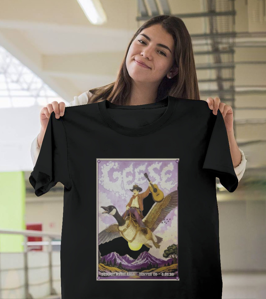 Geese Summit Music Hall Denver CO 6.25.26 Tour Cowboy Riding Goose Guitar T-Shirt