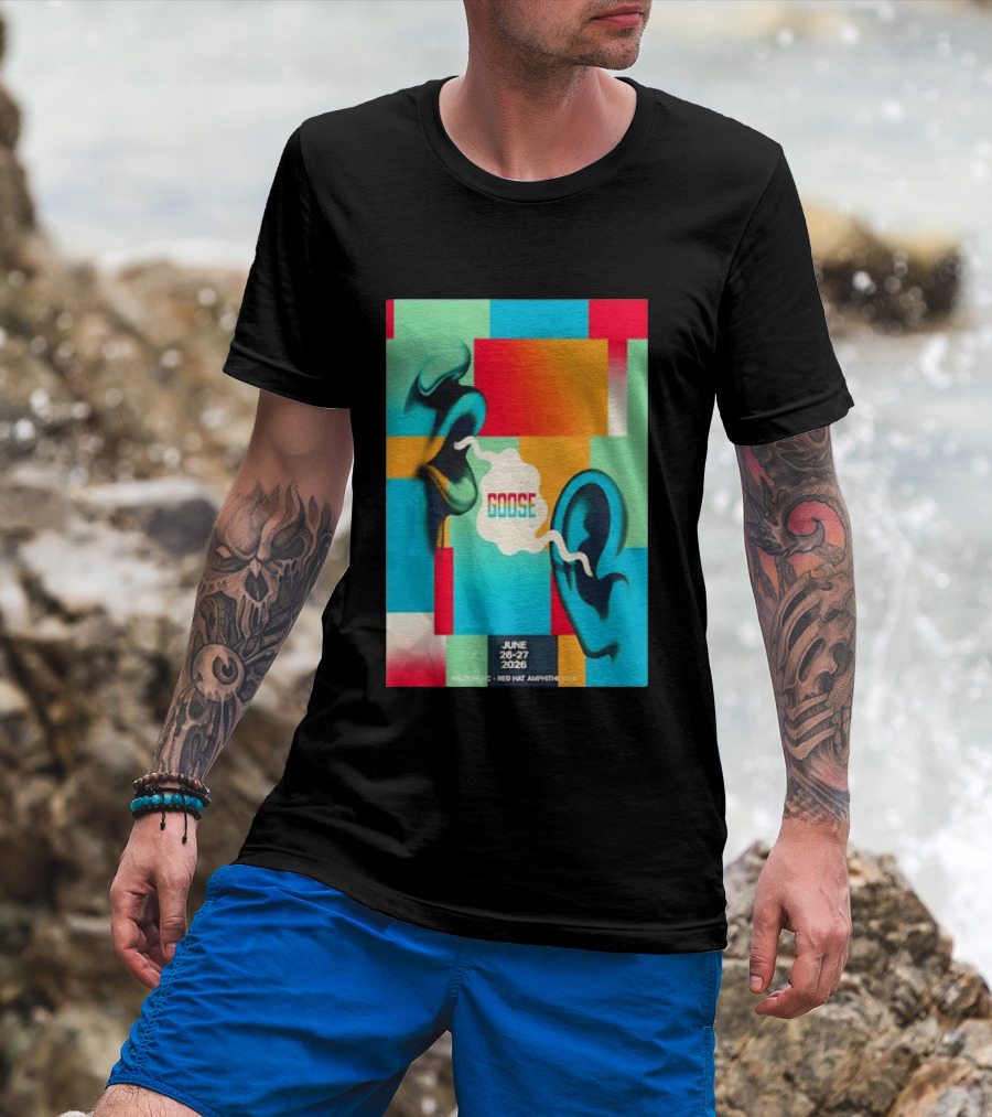 Goose Red Hat Amphitheater Raleigh NC June 26 27 2026 Vibrant Pop T-Shirt