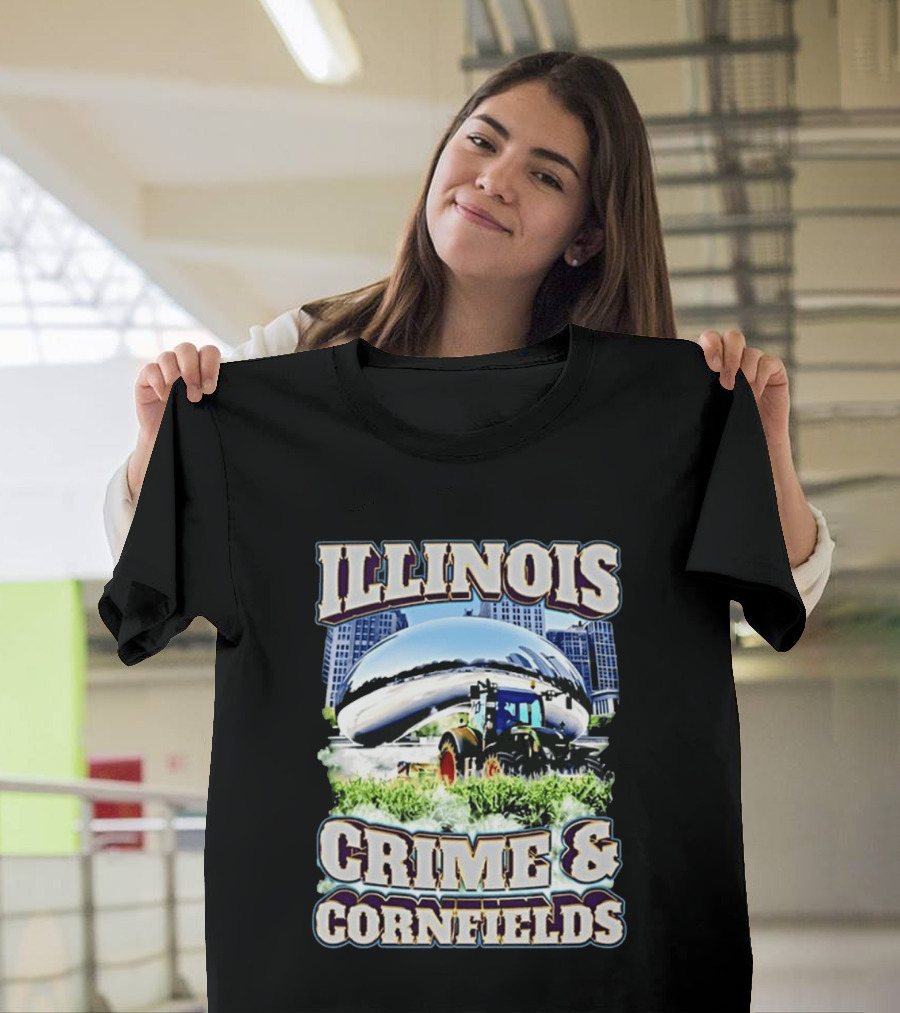 Illinois Crime And Cornfields Chicago Bean Tractor Scene T-Shirt