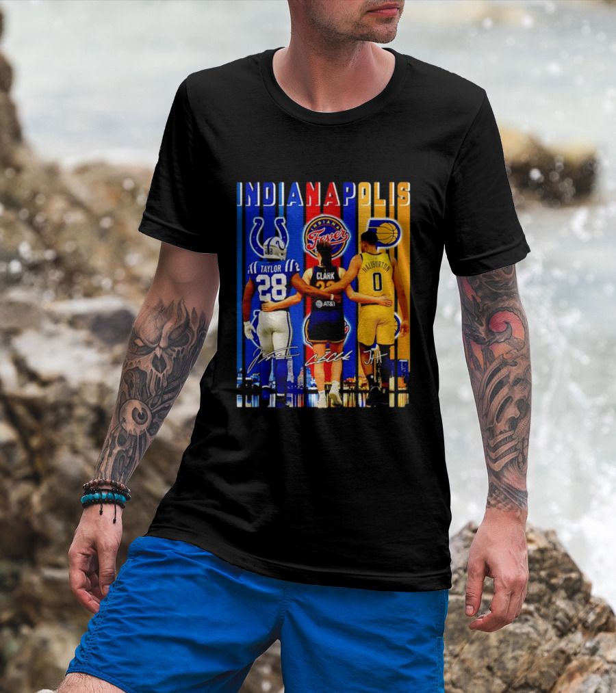 Indianapolis Colts Fever Pacers Jonathan Taylor Caitlin Clark Tyrese Haliburton T-Shirt