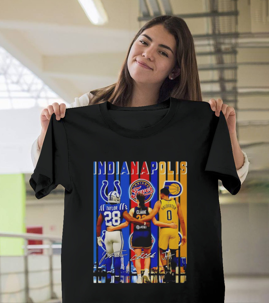 Indianapolis Colts Fever Pacers Jonathan Taylor Caitlin Clark Tyrese Haliburton T-Shirt
