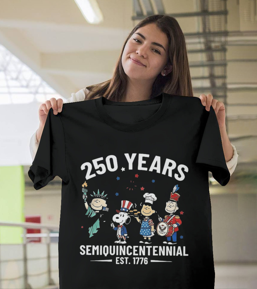 250 Years Semiquincentennial Est. 1776 Peanuts Characters Celebration T-Shirt