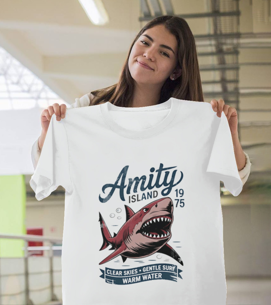 Amity Island 1975 Shark Clear Skies Gentle Surf Warm Water T-Shirt