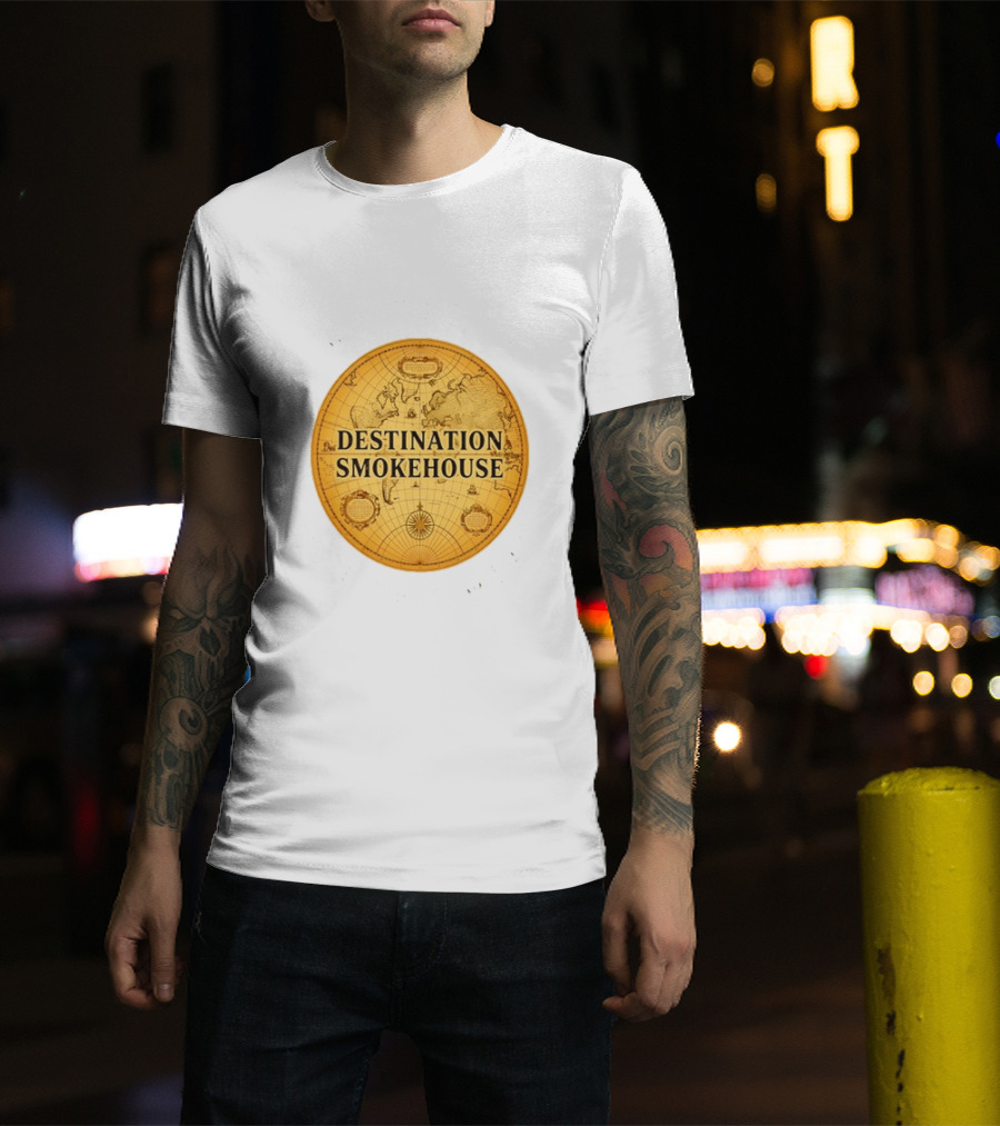 Destination Smokehouse No Teeth For This Meat Vintage Map T-Shirt