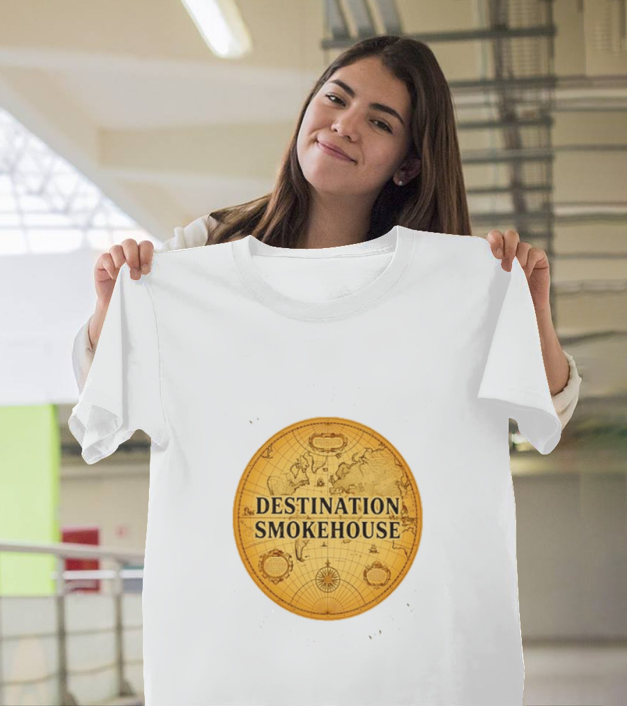 Destination Smokehouse No Teeth For This Meat Vintage Map T-Shirt