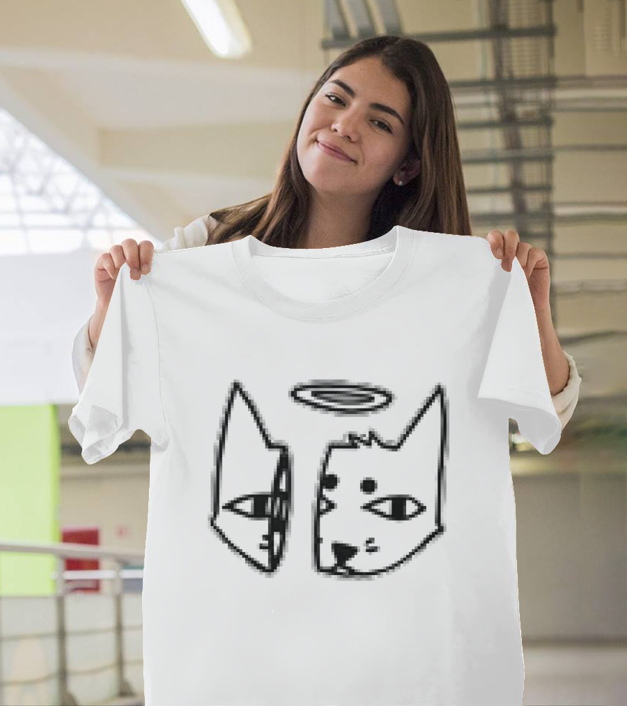 RIPNDIP Angel Cat Face Mirror T-Shirt