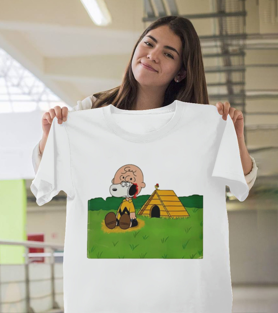 Snoopy Charlie Brown Midsommar Crossover Scene With Doghouse And Woodstock T-Shirt