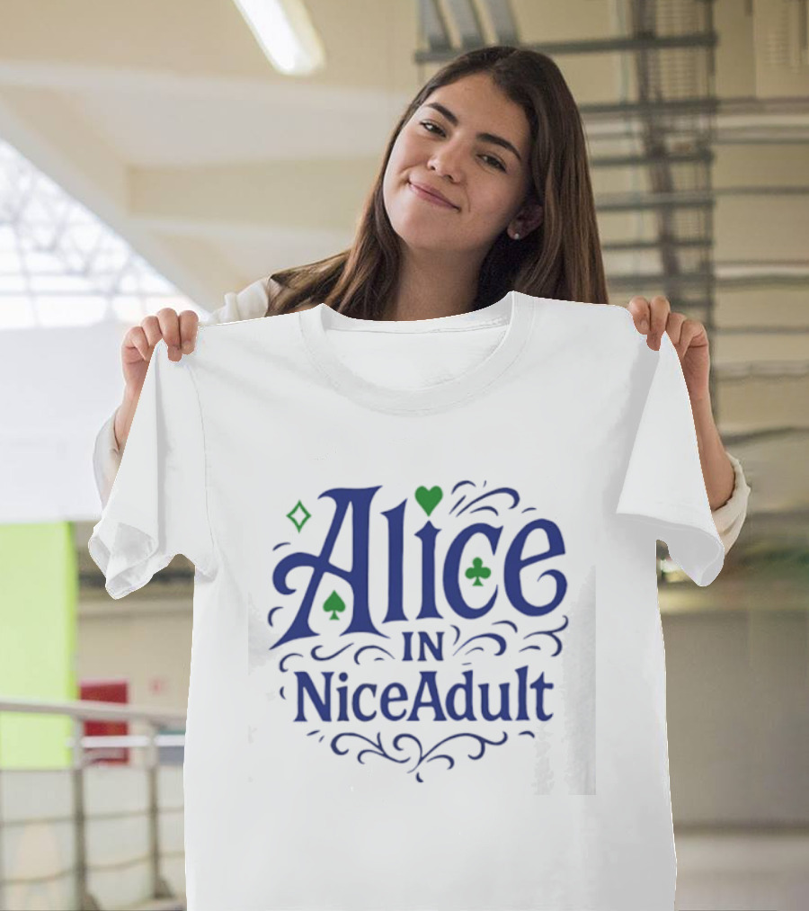 Alice In NiceAdult Playing Card T-Shirt