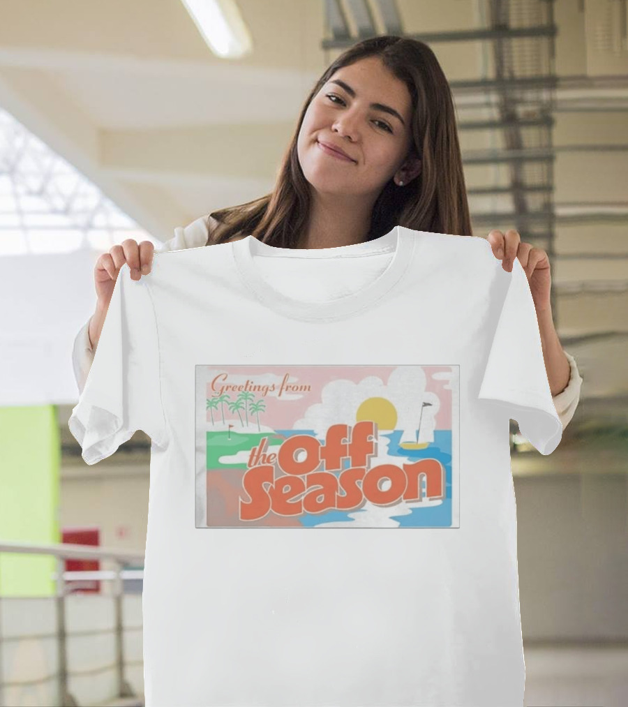 Greetings From The Off Season Beach Sunset Golf Scene T-Shirt