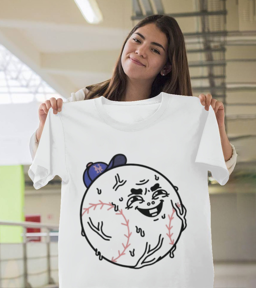 Mr Met New York Mets Baseball Sweat Drip Face MLB T-Shirt