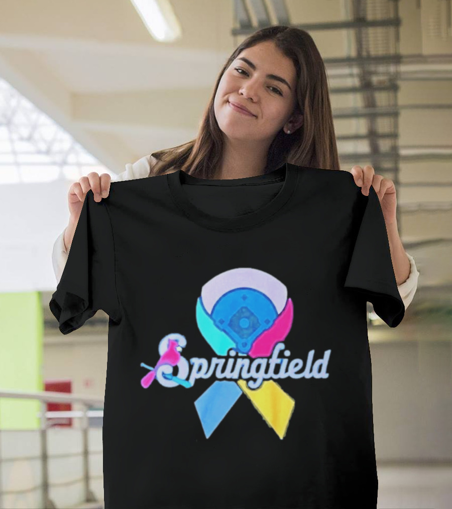 Springfield Baseball Ribbon Against Cancer Cardinal T-Shirt