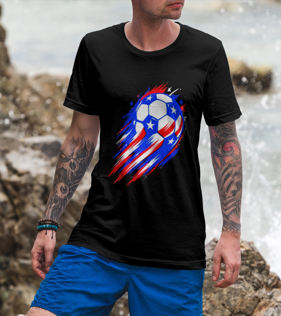 USA Cup 2026 Soccer Ball Stars And Stripes Brush Stroke T-Shirt
