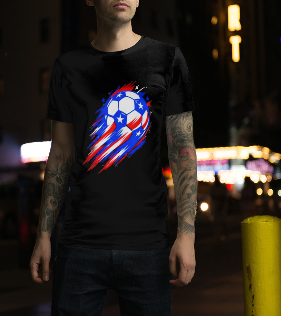 USA Cup 2026 Soccer Ball Stars And Stripes Brush Stroke T-Shirt