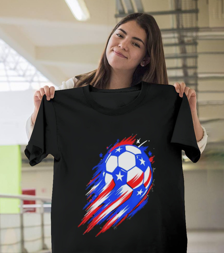 USA Cup 2026 Soccer Ball Stars And Stripes Brush Stroke T-Shirt