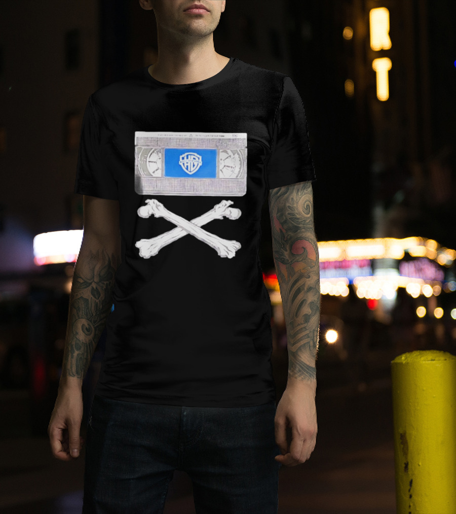 Warner Brothers VHS Tape Crossbones Skull T-Shirt