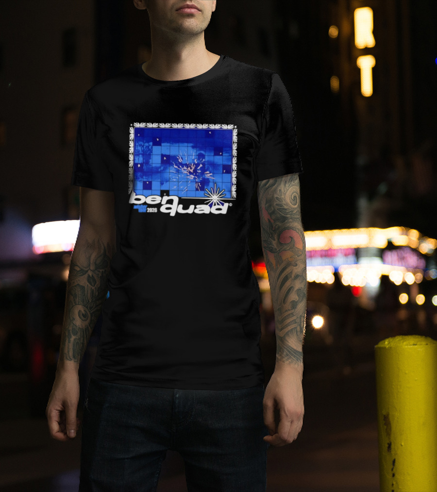 Ben Quad Wisher Tour 2026 Blue Tile Star Pattern Explosion T-Shirt