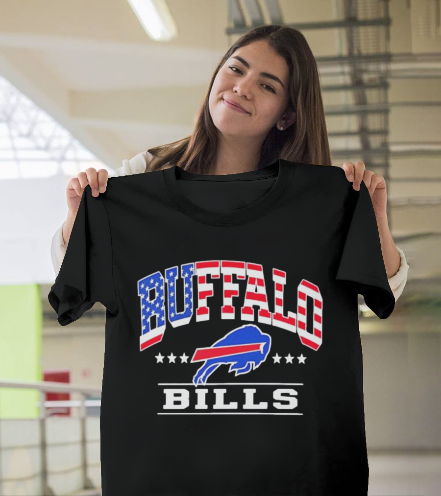 Buffalo Bills Stars And Stripes USA Flag Football Team T-Shirt