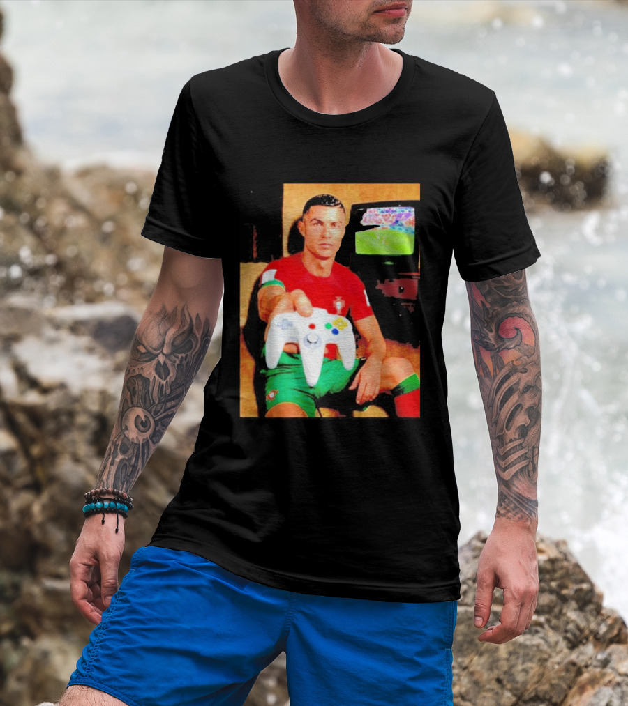 Cristiano Ronaldo Portugal National Team Soccer Gaming Controller Retro Gamer T-Shirt