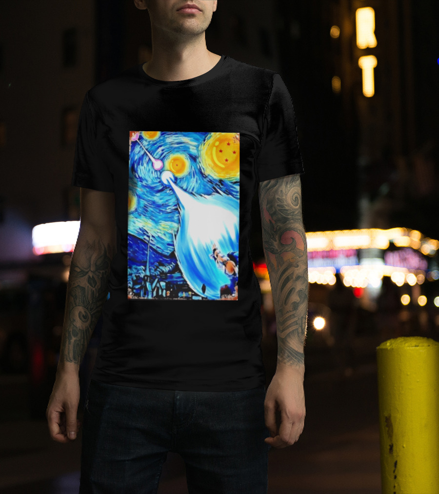 Goku Dragon Ball Z Kamehameha Wave Van Gogh Starry Night Fusion T-Shirt