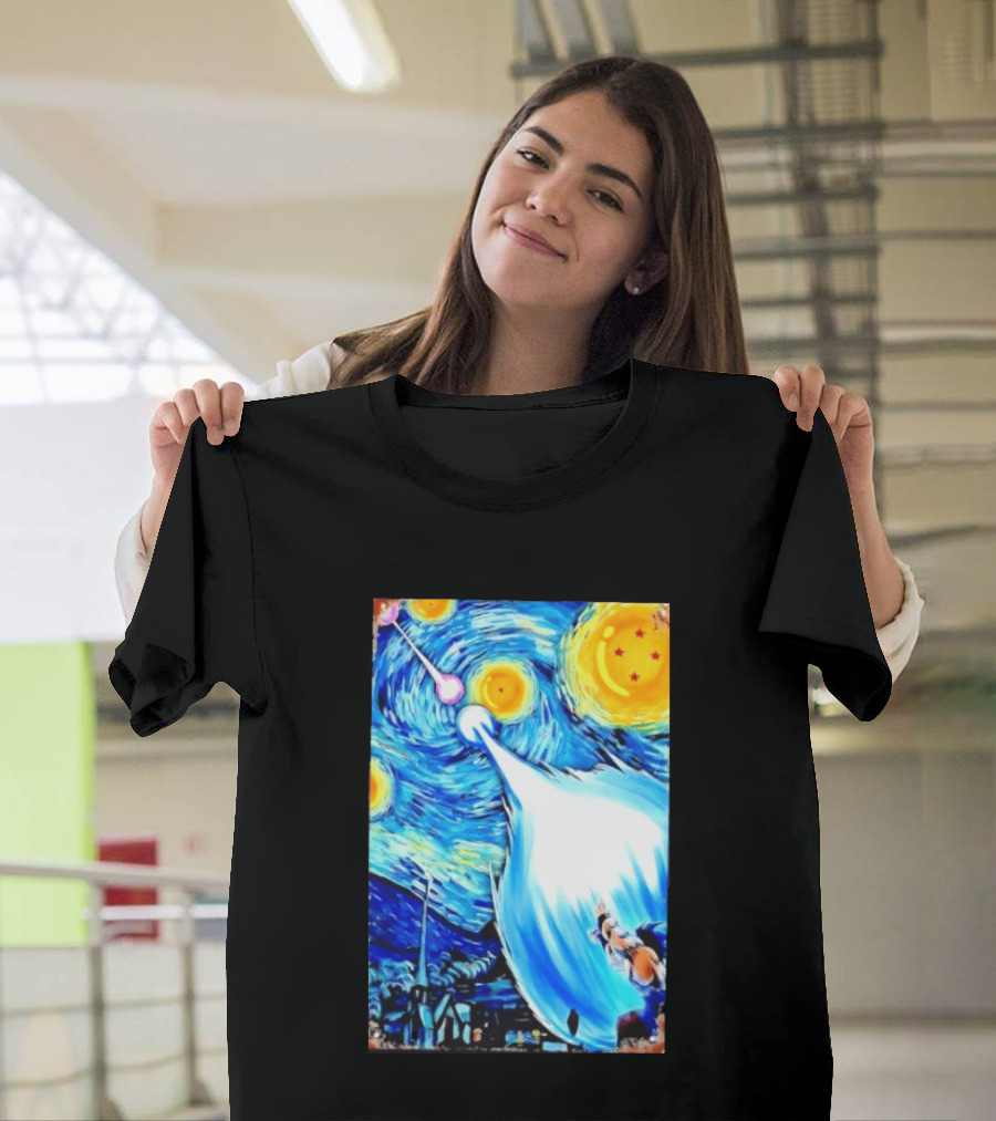 Goku Dragon Ball Z Kamehameha Wave Van Gogh Starry Night Fusion T-Shirt