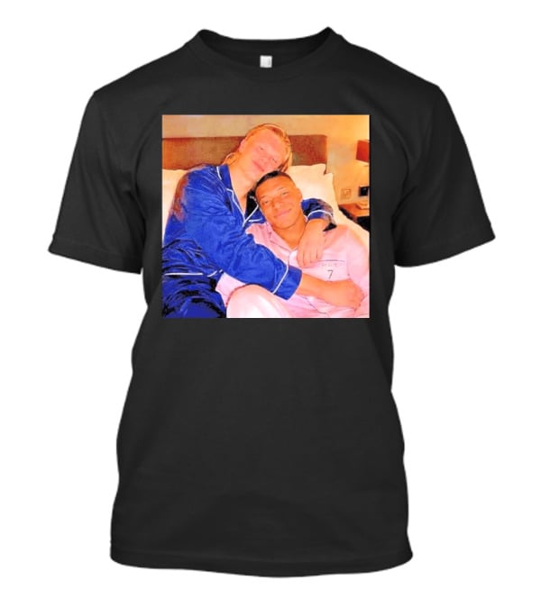 Kylian Mbappé Erling Haaland Pajama Party Soccer Stars Relaxing Together T-Shirt