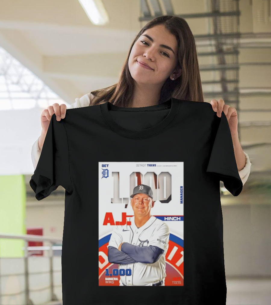 DET Detroit Tigers A.J. Hinch 1000 Managerial Wins T-Shirt