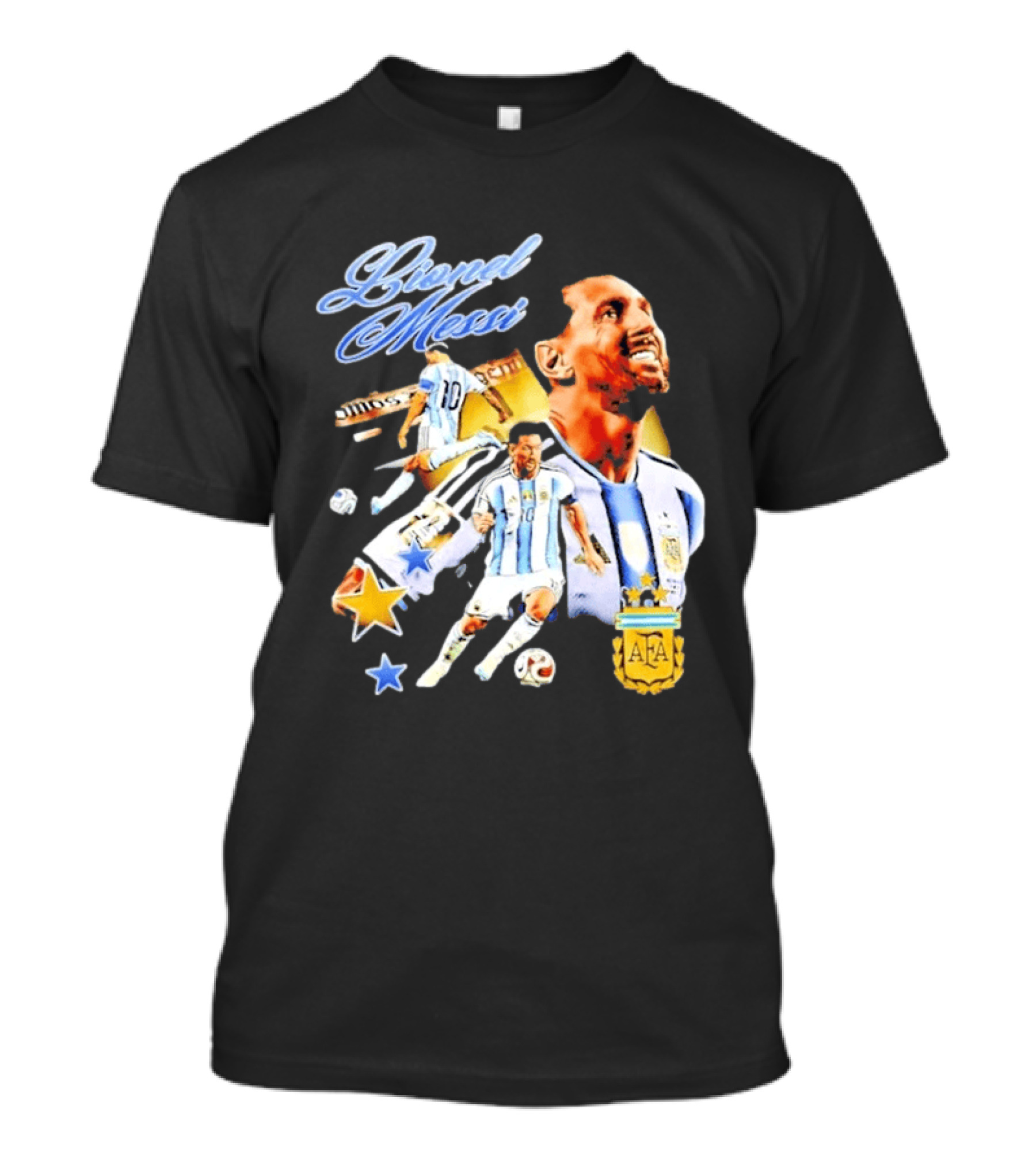Lionel Messi Argentina National Football Team AFA Striker Soccer Star Blue White Kit T-Shirt