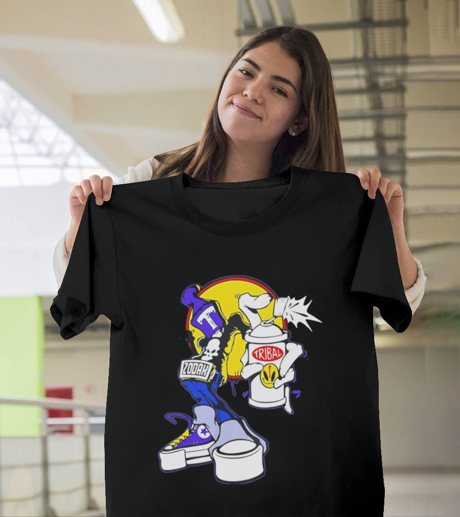 Tribal Zodak Graffiti Urban Streetwear Style Retro Hip Hop T-Shirt