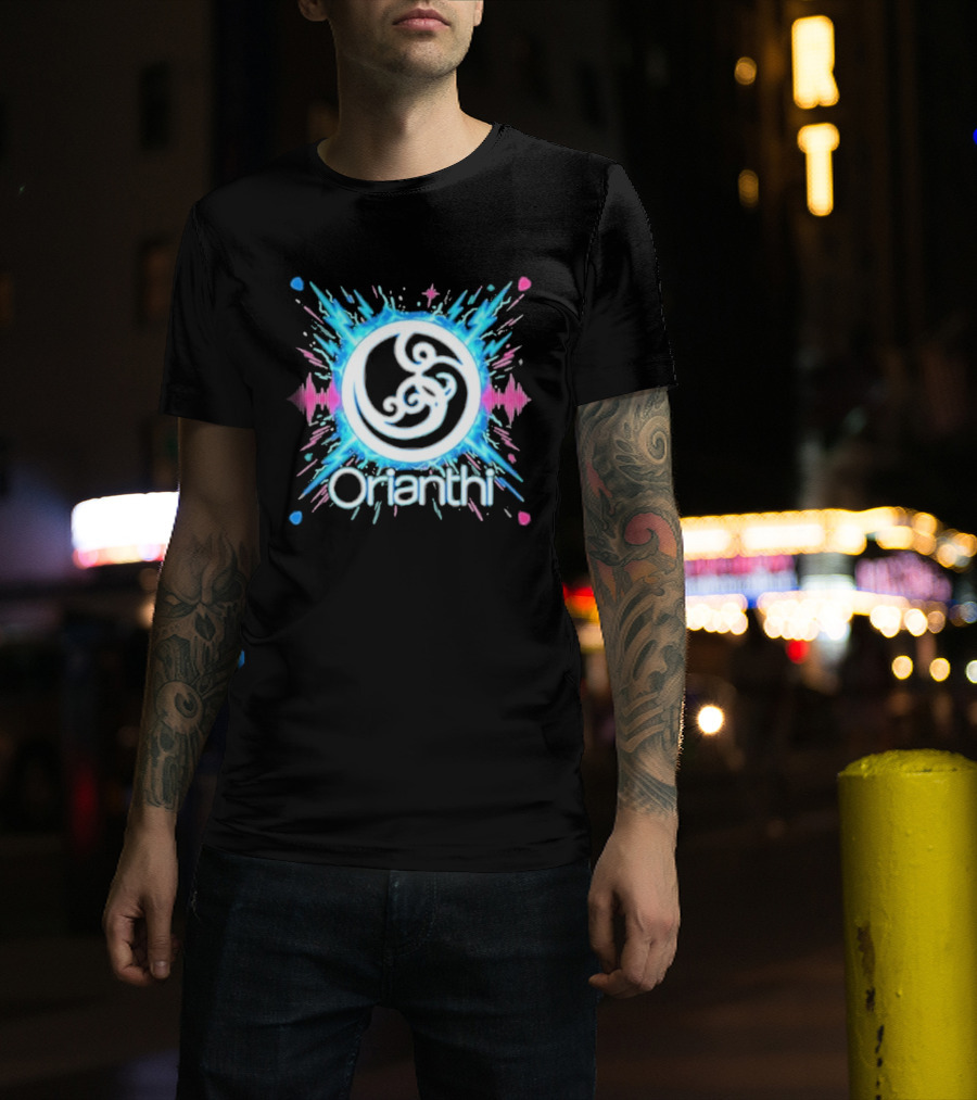 Orianthi Neon Bolt Vibrant Blue And Pink Energy Burst T-Shirt