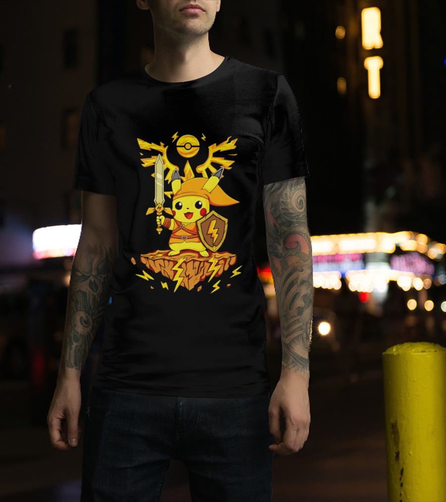 Pikachu Of Link Legend Of Electric Sword And Lightning Shield T-Shirt