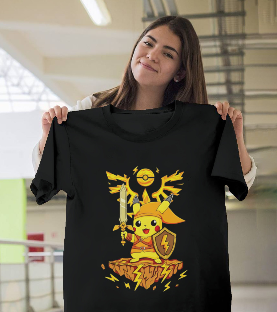 Pikachu Of Link Legend Of Electric Sword And Lightning Shield T-Shirt