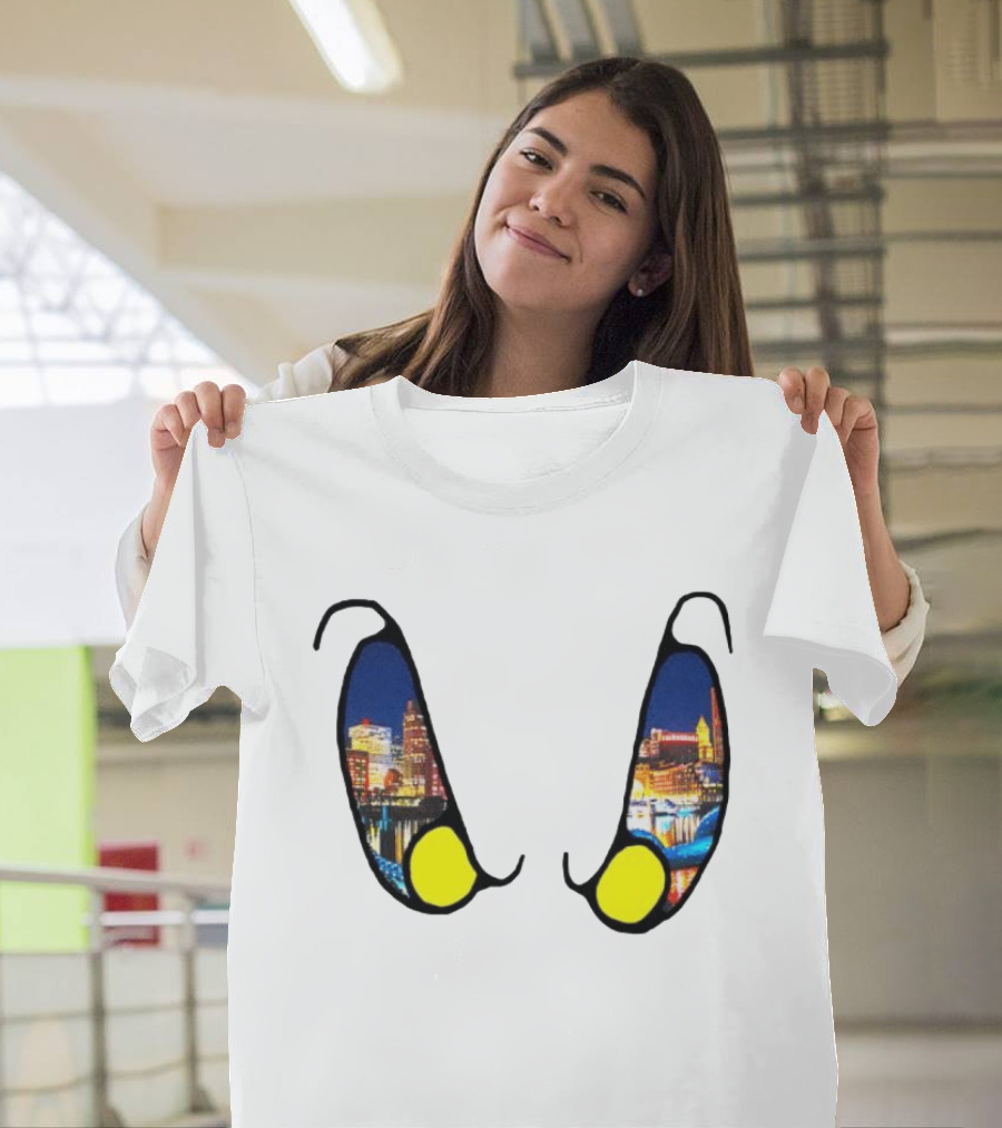 Boston Nightlife Cityscape Reflection In Eyes T-Shirt