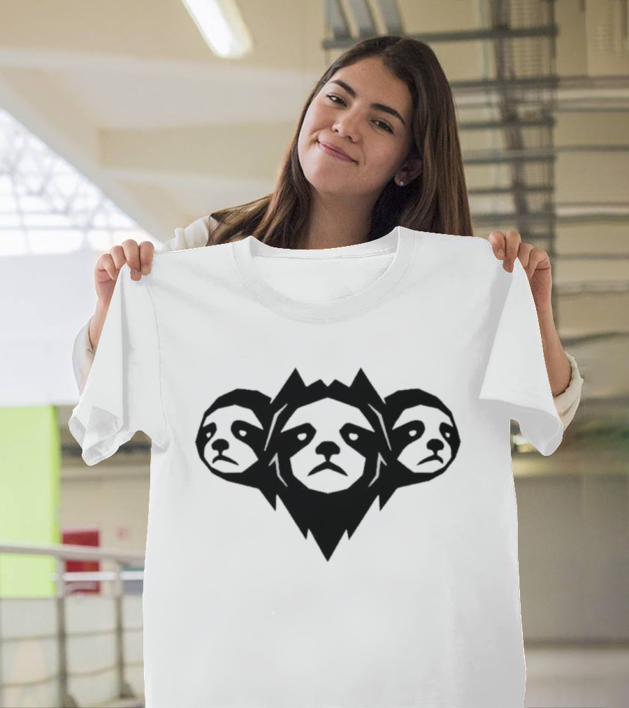 Cyber Sloth Geometric Minimalist Animal Faces Trio T-Shirt