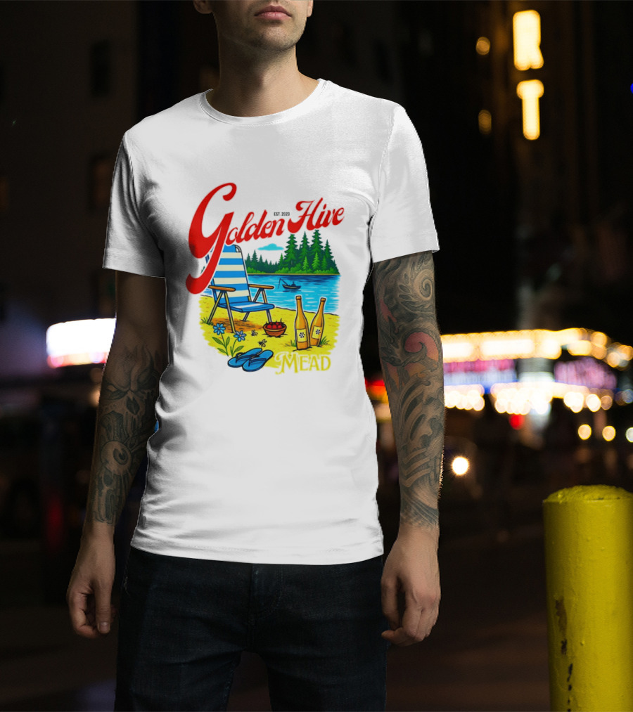 Golden Hive Mead Est 2023 Lakefront Bliss Vintage Escape T-Shirt