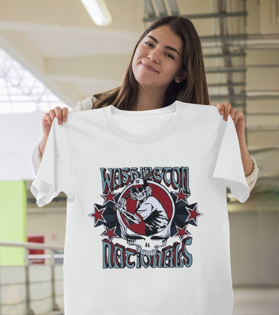 Nostalgic Washington Nationals Baseball Skeleton Batter Star T-Shirt