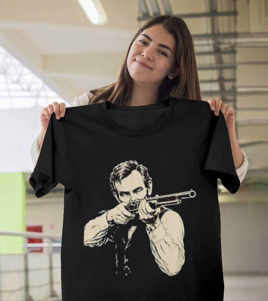 Abraham Lincoln With Lever Action Rifle Famous United States President T-Shirt